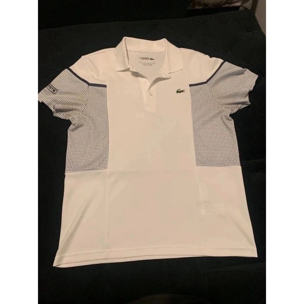 Lacoste Sport White & Navy Ultra Dry Performance Tennis Polo Shirt